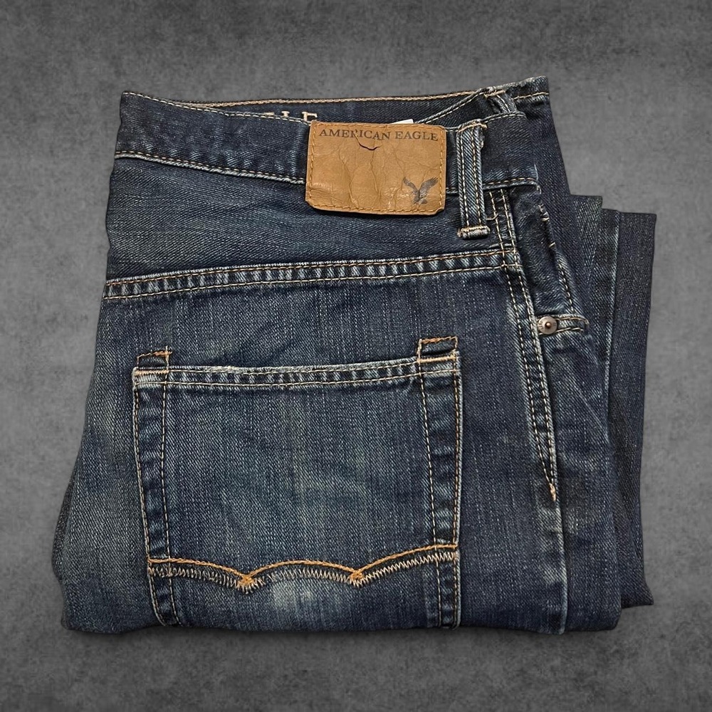 American Eagle Denim Low Loose Jeans Mens 32 Vintage Y2K Blue Wide Leg Street